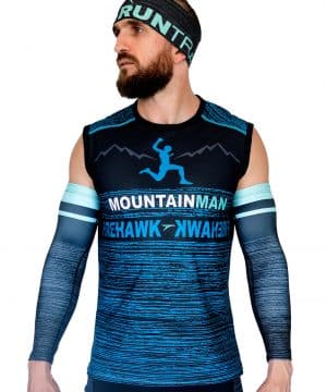 CAMISETA SIN MANGAS TRAIL RUNNING MODELO MOUNTAIN MAN VISTA DELANTERO CAMISETA DE TRAIL RUNNING SIN MANGAS MODELO MOUNTAIN MAN COLOR AZUL JASPEADO