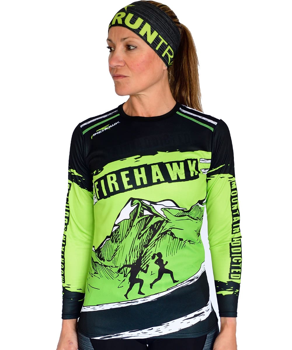Camiseta mujer trail running Manga larga #Mountain Addicted