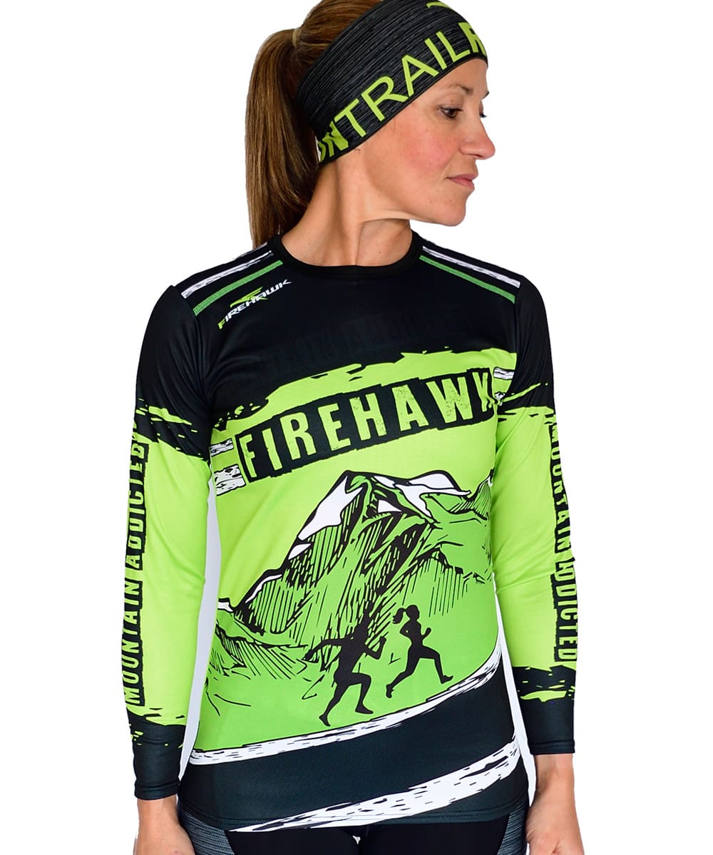Camiseta mujer trail running Manga larga #Mountain Addicted - Imagen 2